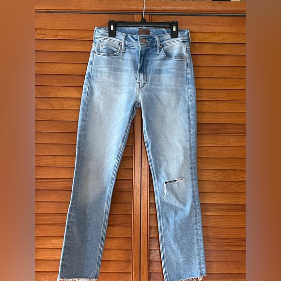 MOTHER Denim - Mother The Dazzler Ripped Mid Rise Ankle Slim Jeans Hopeless Romantic.Size 26